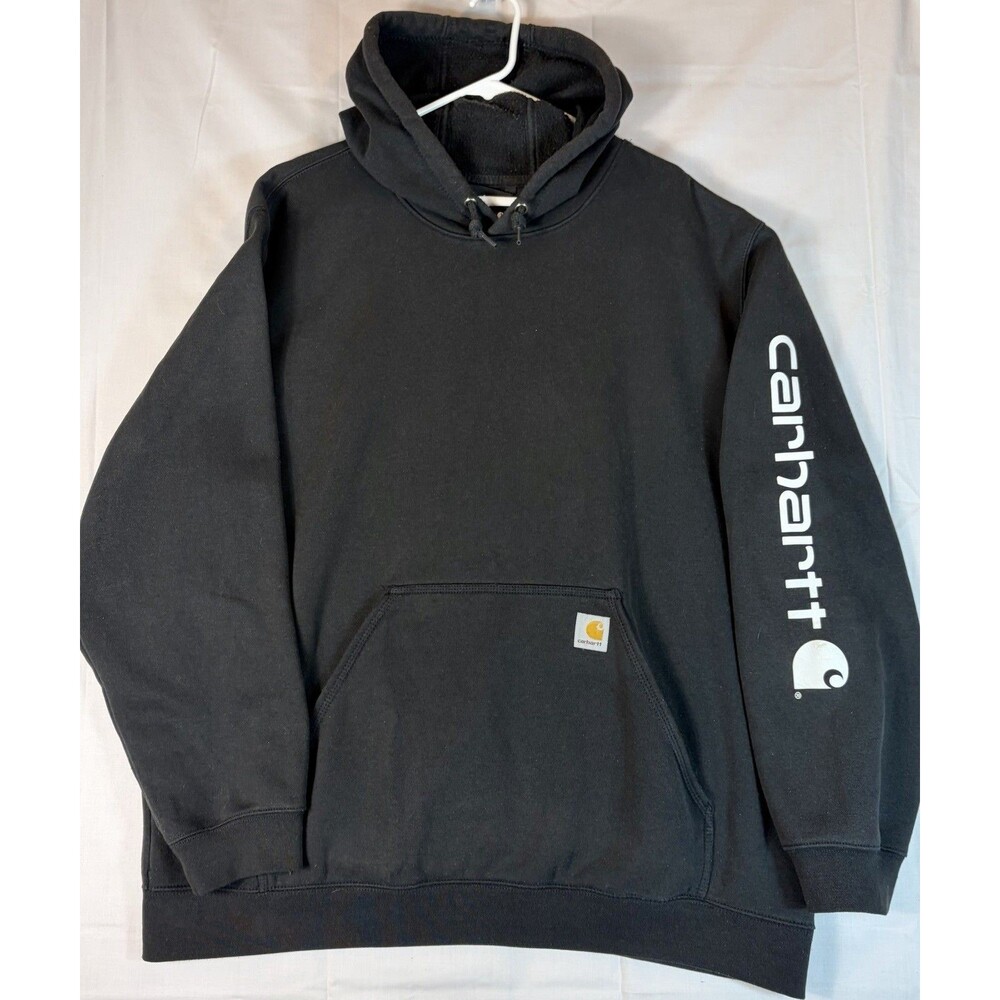 Carhartt Logo Hoodie L/S K288 Loose Fit Work Worn Black Men’s 2XL